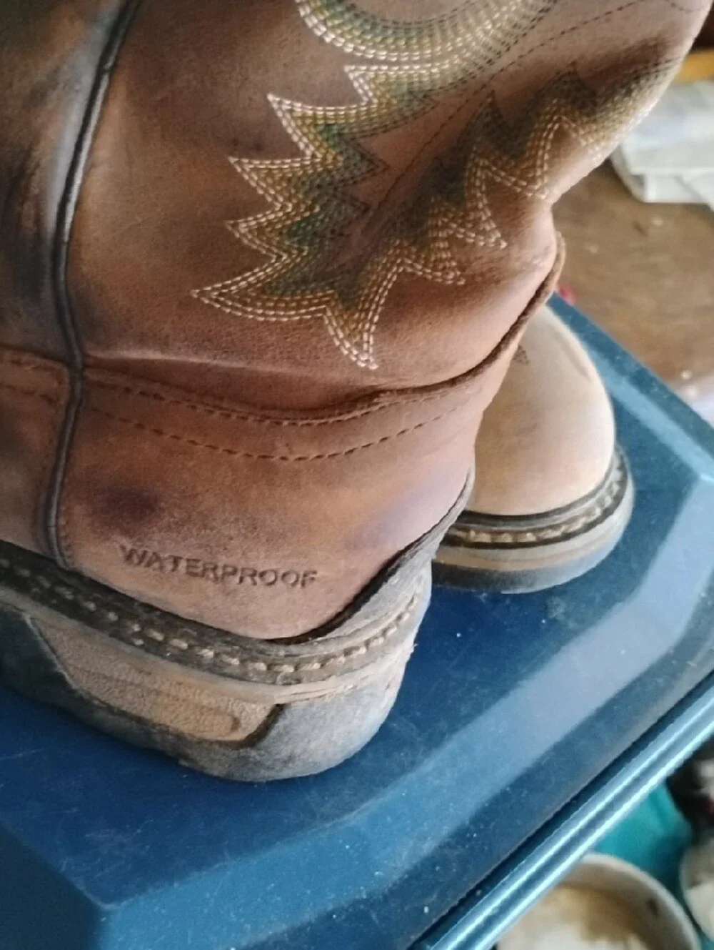 Tony Lama Dark Brown Leather Western Boots - Picture 4 of 5